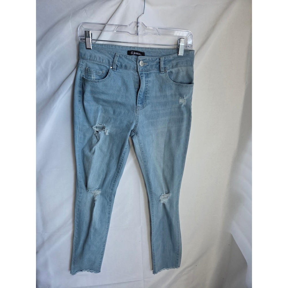 d.jeans Distressed Jeans Womens  Blue Light Wash Skinny Mid Rise Skinny